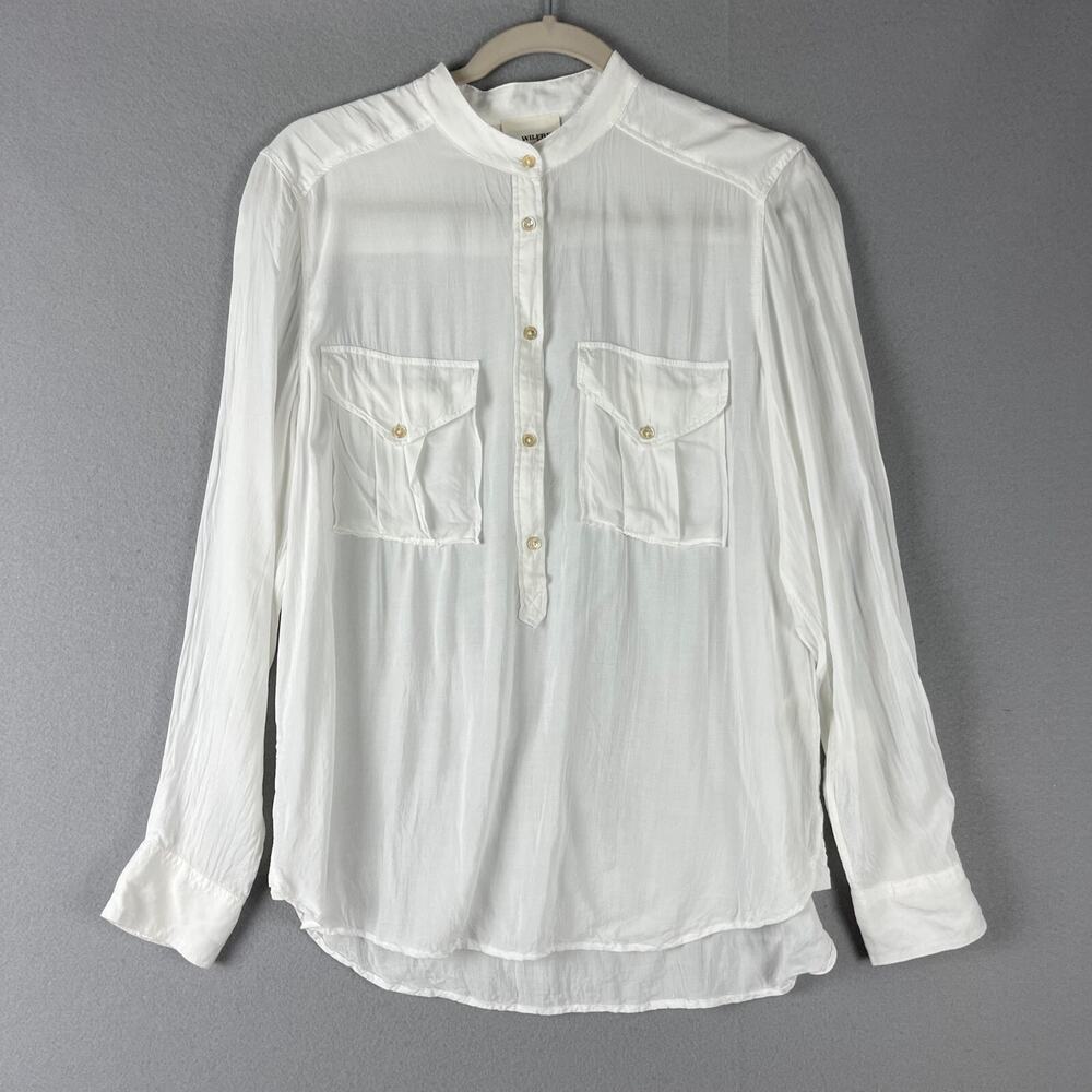 Aritzia Wilfred Free Top Womens Small Ivory Sheer‎ Blouse Long Sleeve Classic